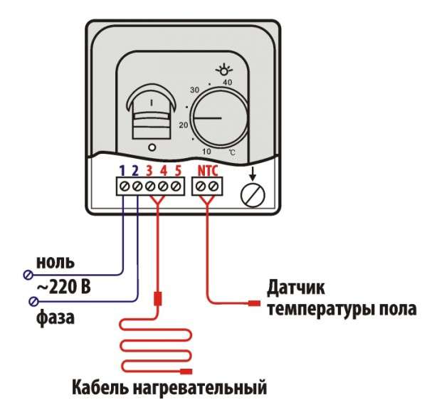 Схема подключения терморегулятора в электрическом теплом поле