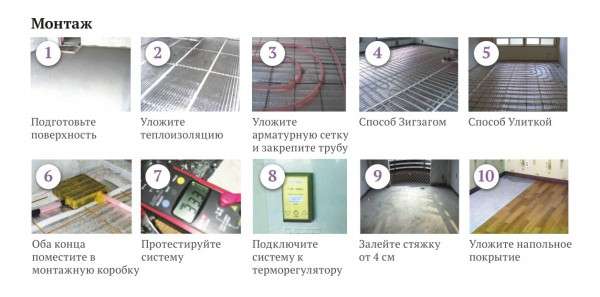 Этапы монтажа водяного теплого пола 